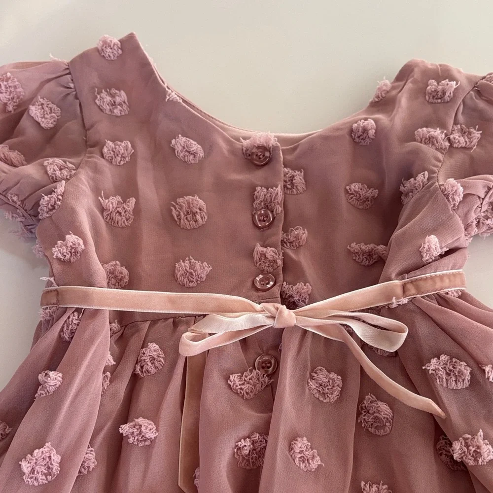 Zunie Toddler Pink/Purple Occasion Polka Dot Dress